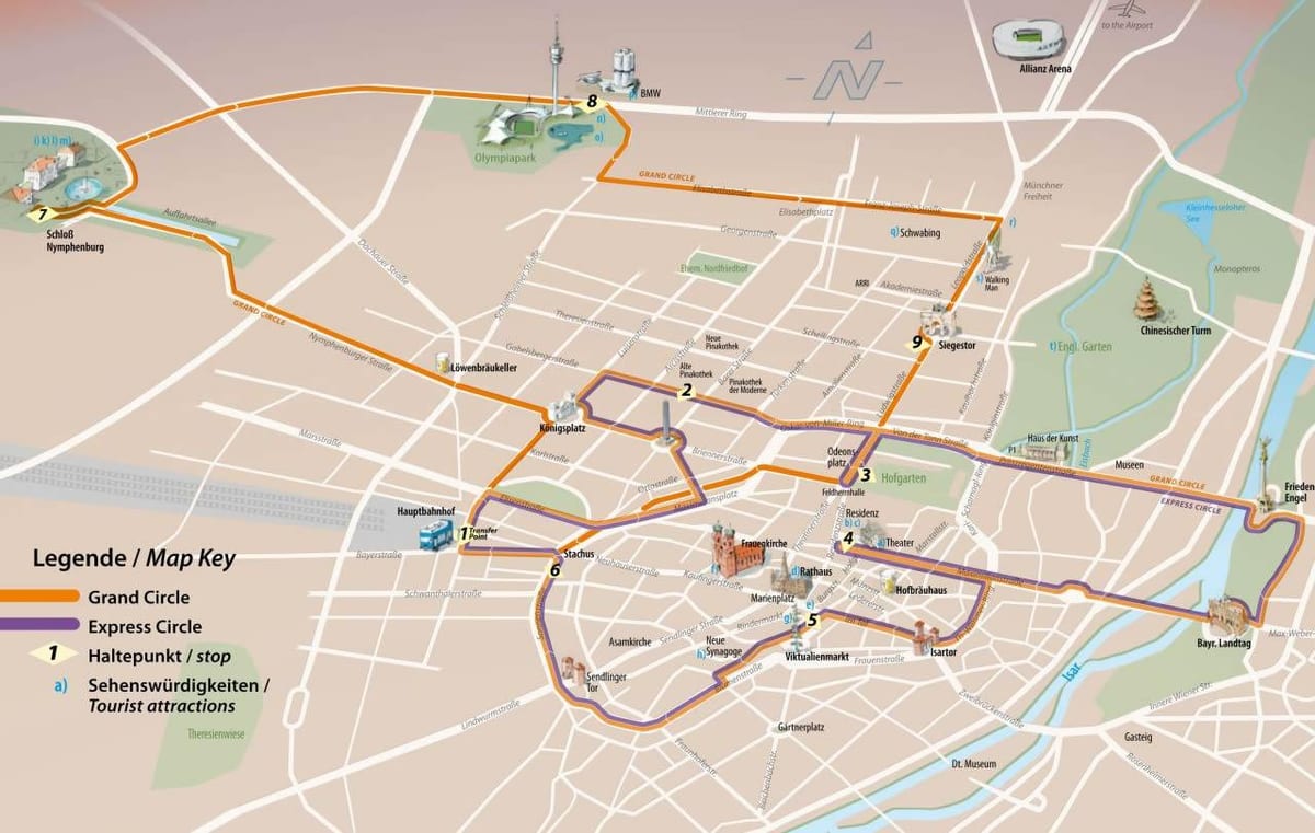 กลารถบัสสถานีบนแผนที่มิวนิค