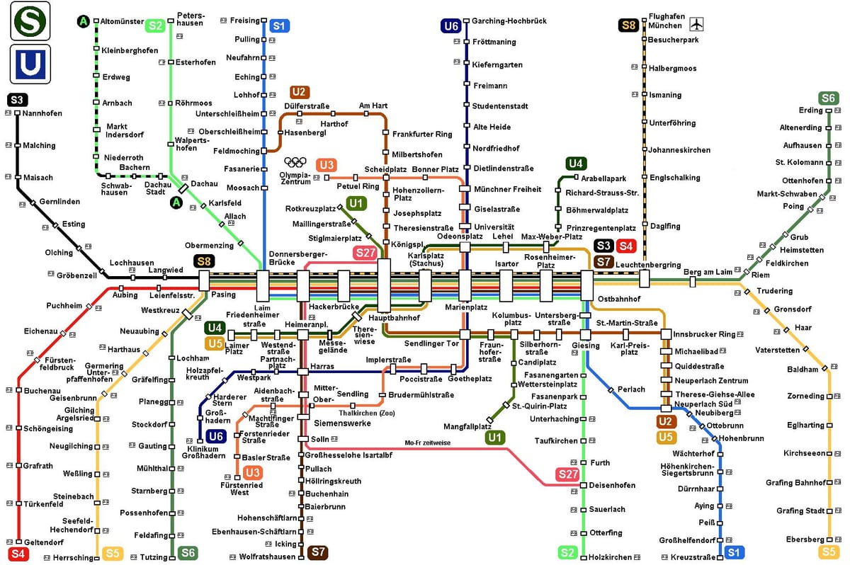 รถไฟใต้ดินแผนที่มิวนิคเยอรมัน