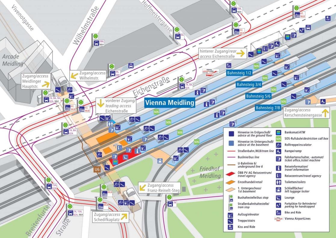 มิวนิคที่สถานีรถไฟแพลตฟอร์มบนแผนที่