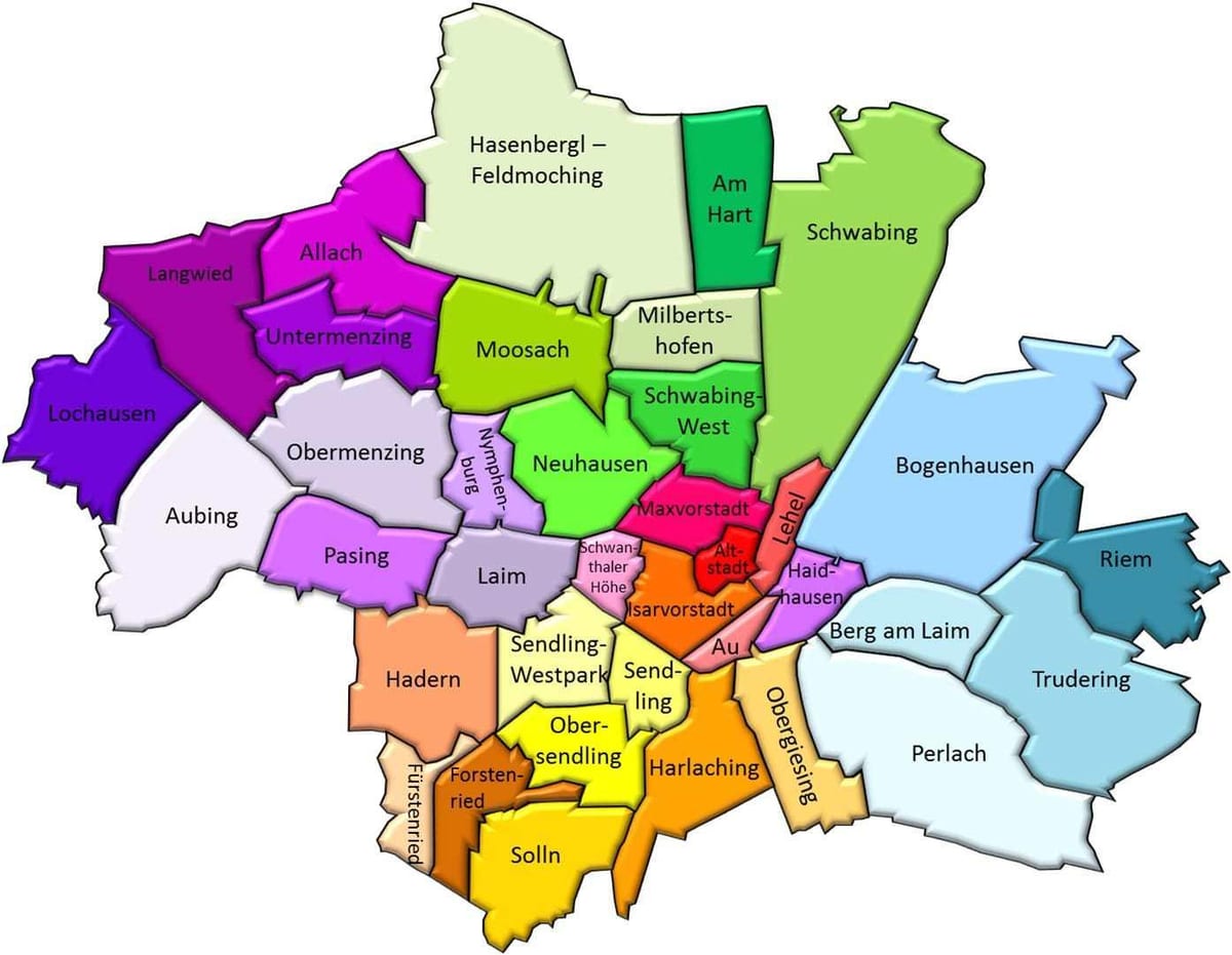 มิวนิค districts. kgm แผนที่