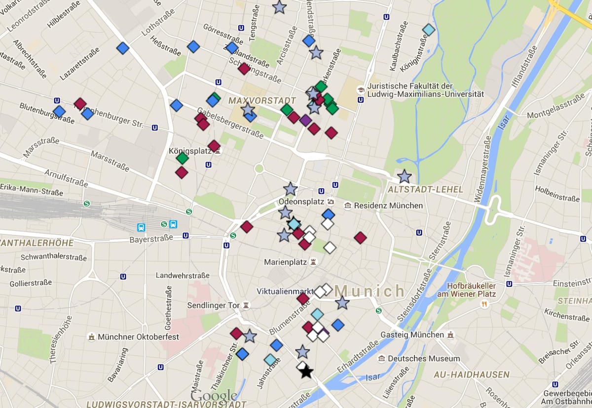 แผนที่ของมิวนิค altstadt