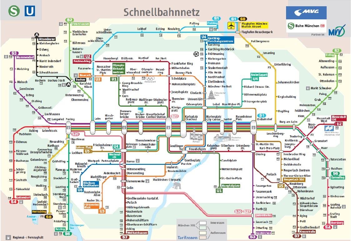 มิวนิค s1 รถไฟบนแผนที่