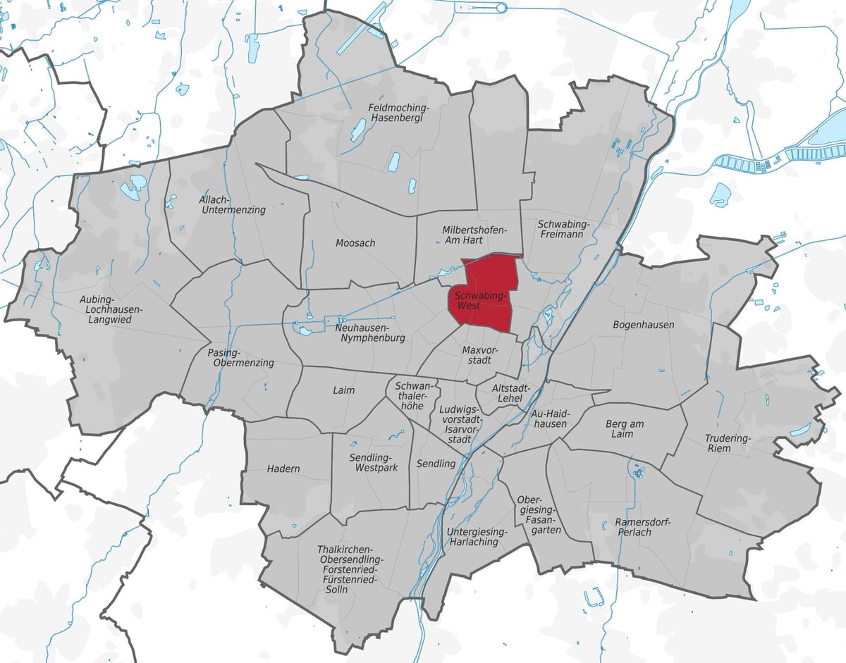 แผนที่ของ schwabing มิวนิค