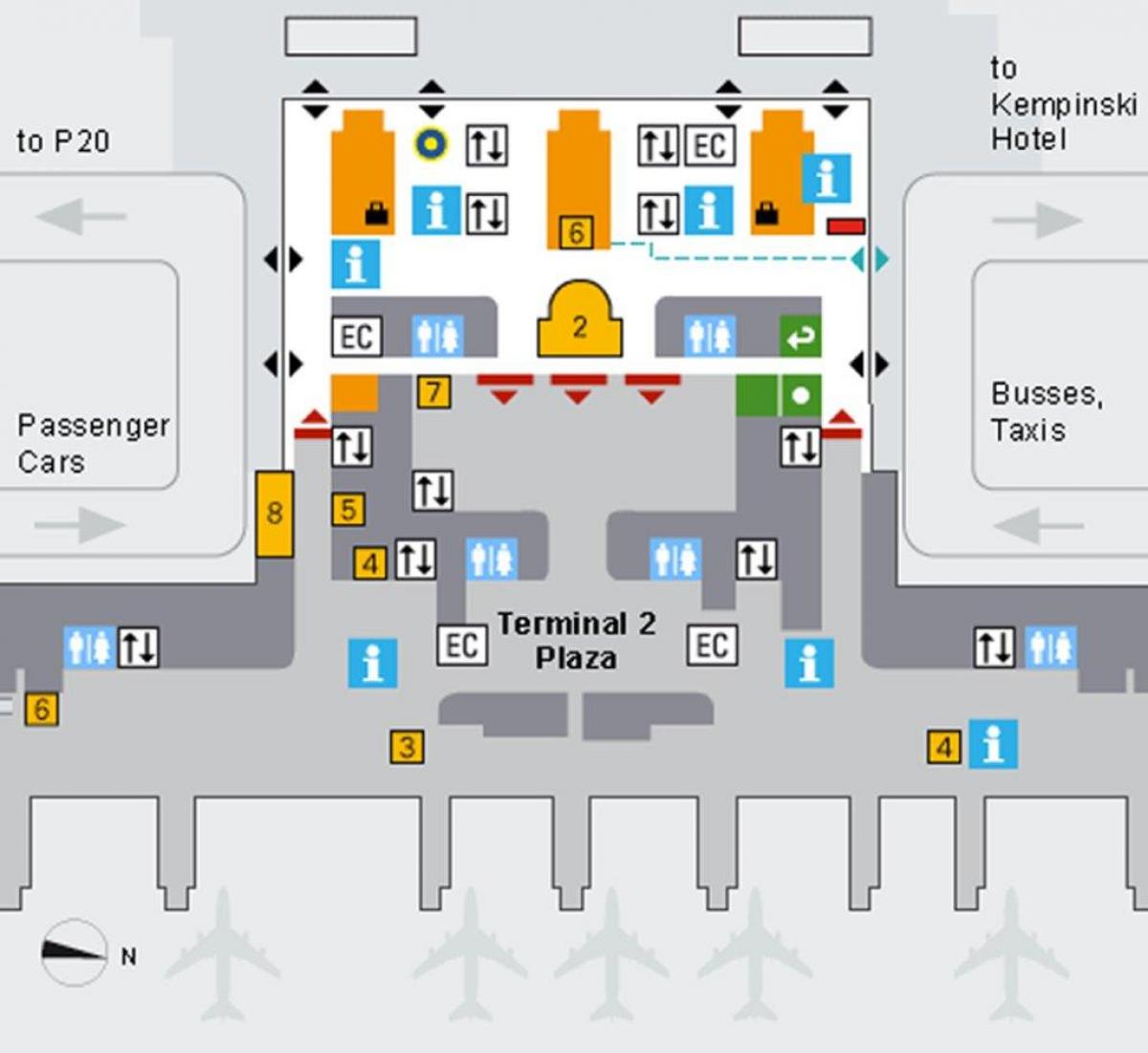 แผนที่ของมิวนิคสนามบิน arrivals