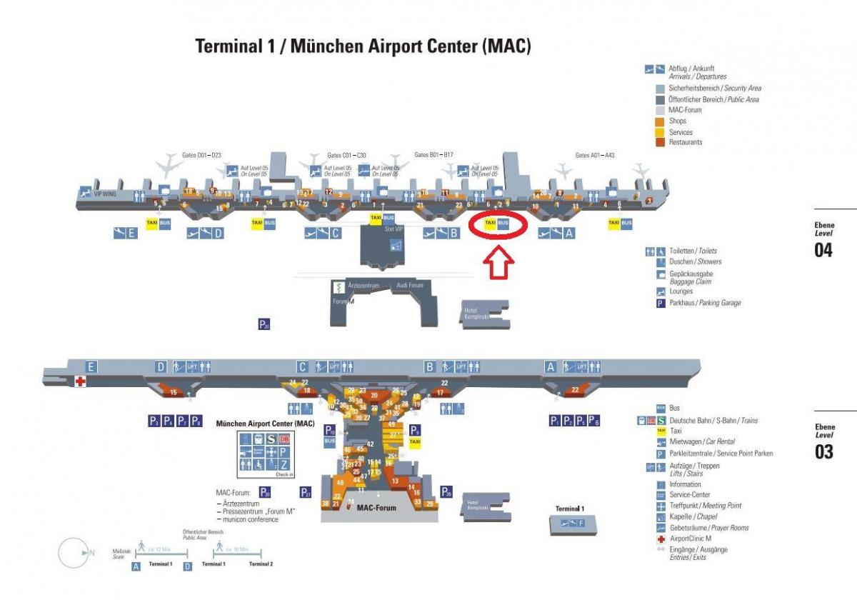 แผนที่ของมิวนิคสนามบินเทอร์มินัล 1