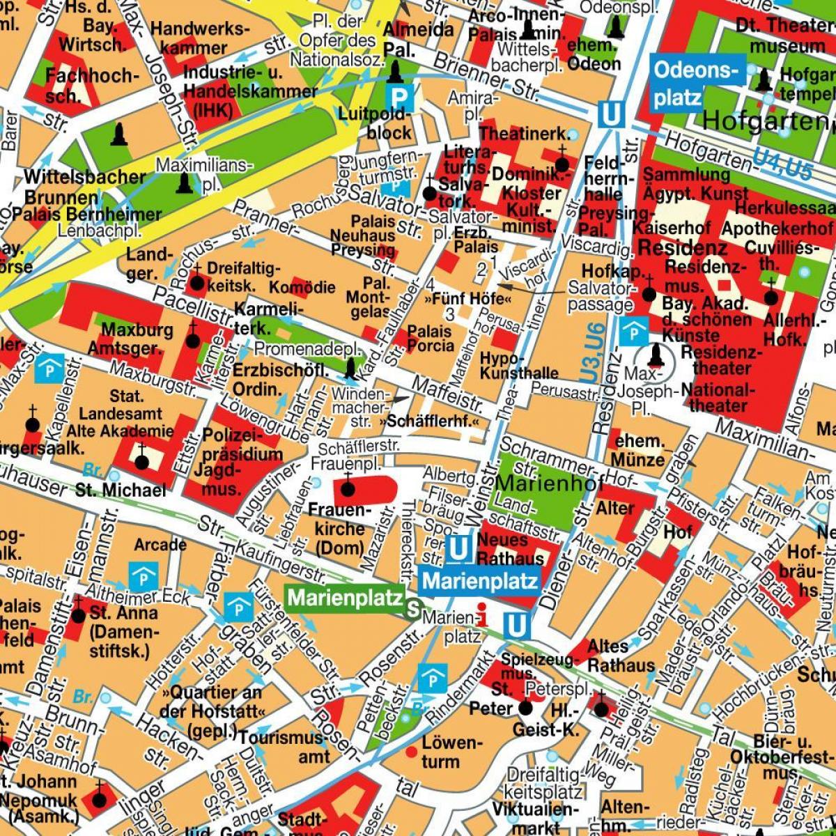 ถนนแผนที่ของมิวนิคเมืองศูนย์กลาง