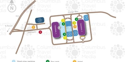 แผนที่ของมิวนิคสนามบินสถานีรถไฟ